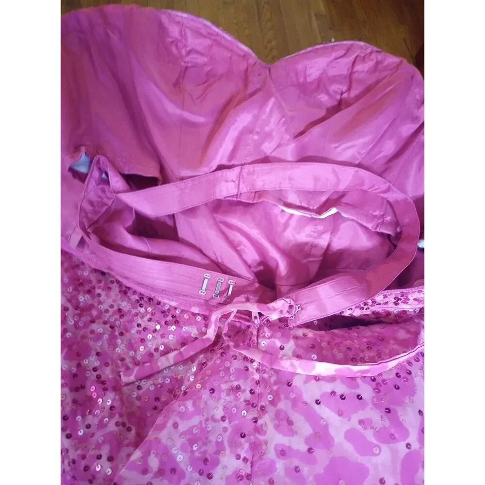 Jovani prom Strapless gown Sz 2 ? pink Sequin Padded Princess Barbie Pageant - Picture 11 of 14